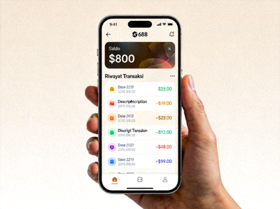 Dashboard akun pengguna M88 di versi mobile menampilkan saldo dan riwayat transaksi